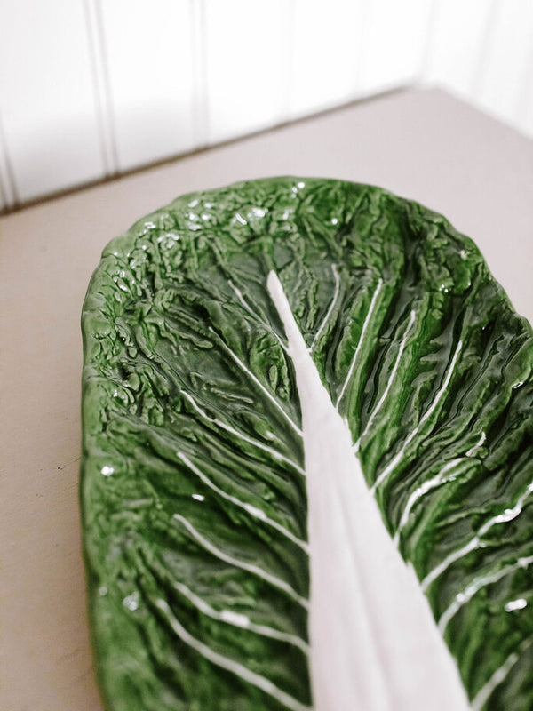 hand painted ceramic cabbage shaped platter