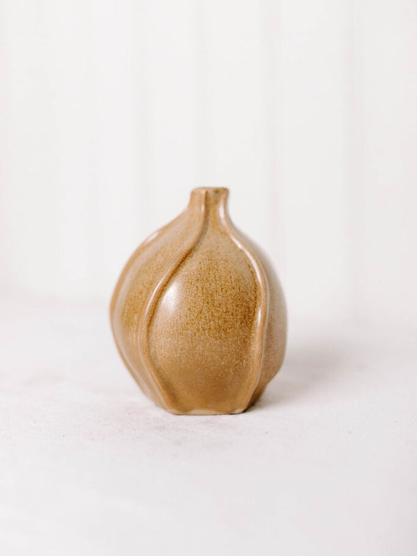 Abstract Vine Ceramic Bud Vase Brown
