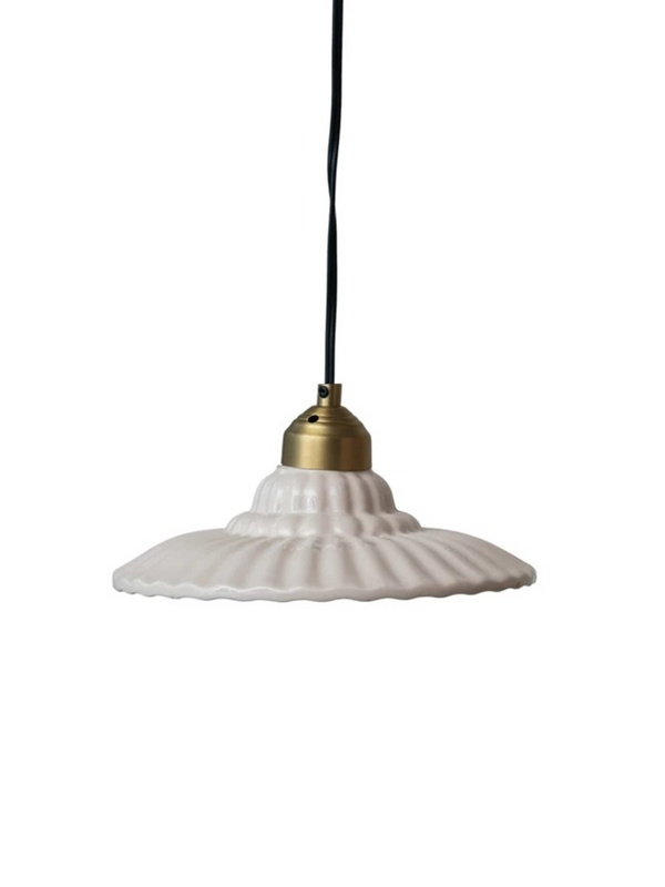 Stoneware & Metal Pleated Pendant Lamp, 6' Cord