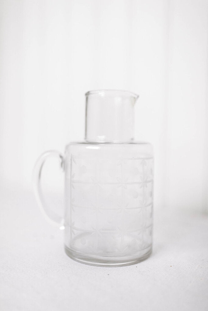 32 oz. Blown Recycled Etched Glass Pitcher