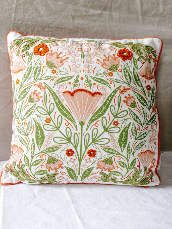 blossom folk art pillow