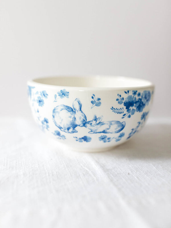blue floral rabbit bowl
