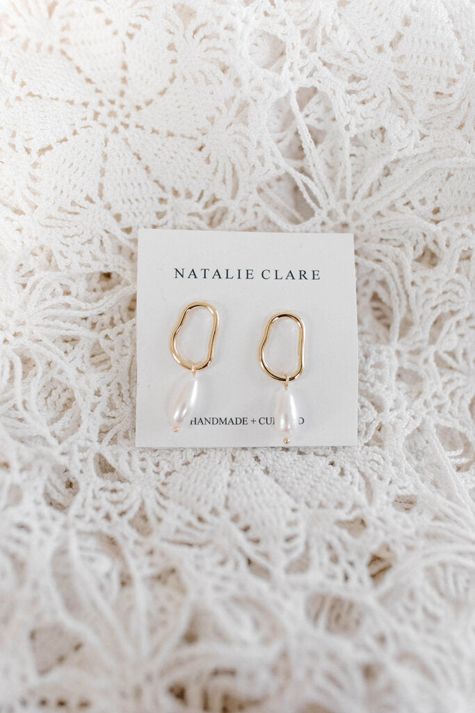 abstract pearl earrings