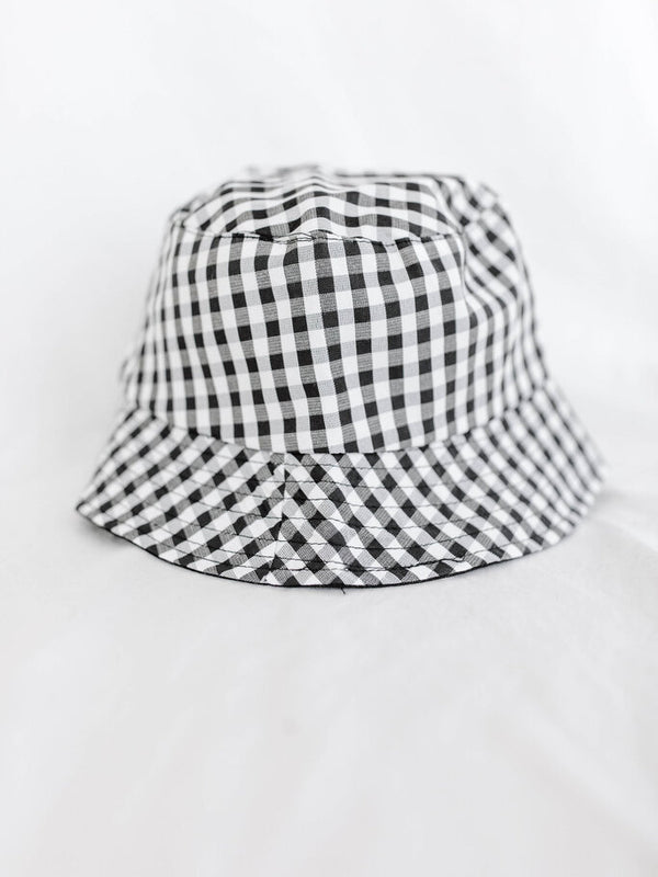 black gingham bucket hat