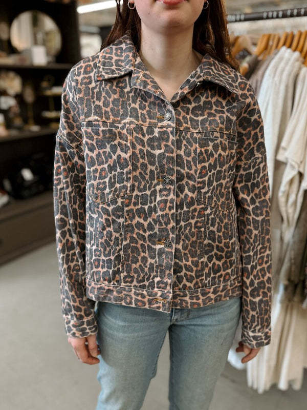 leopard print cropped jacket