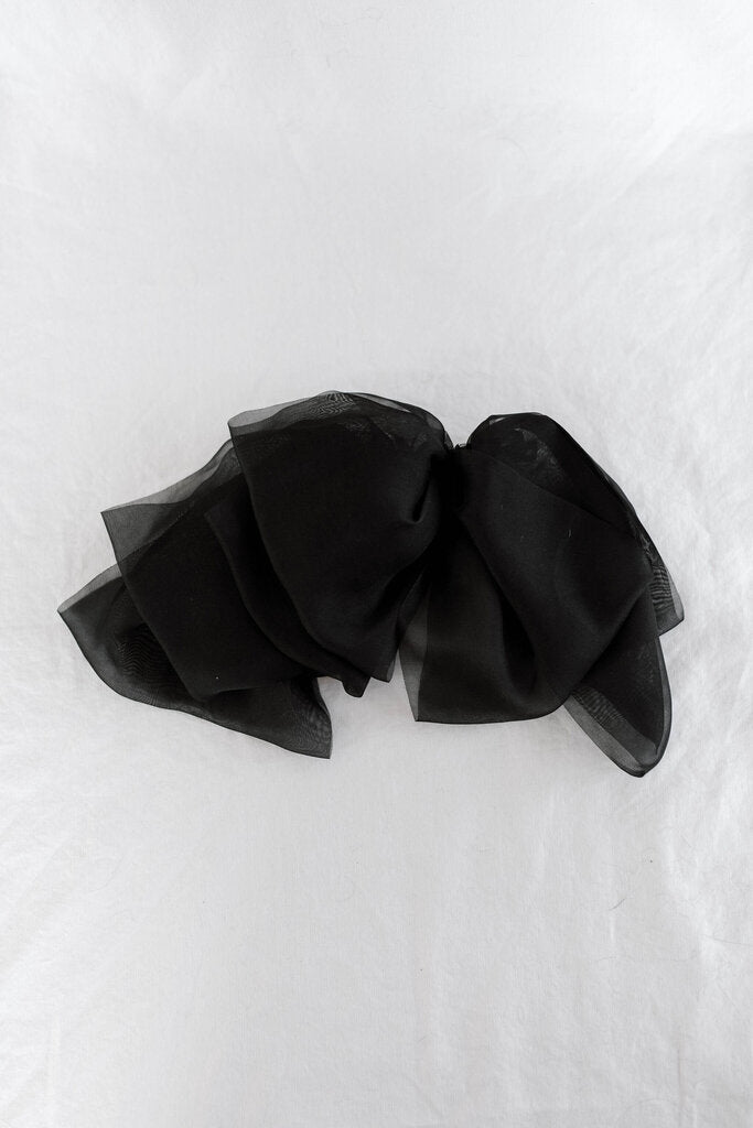 black chiffon bow hair clip