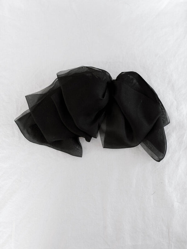 black chiffon bow hair clip