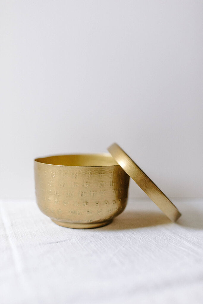 Antique brass aluminum container