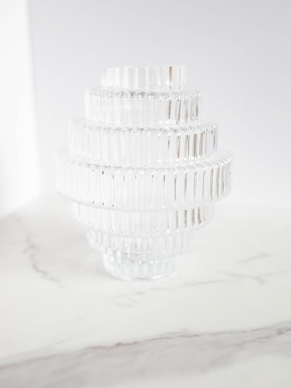 Clear Tower Shaped Glass Vase