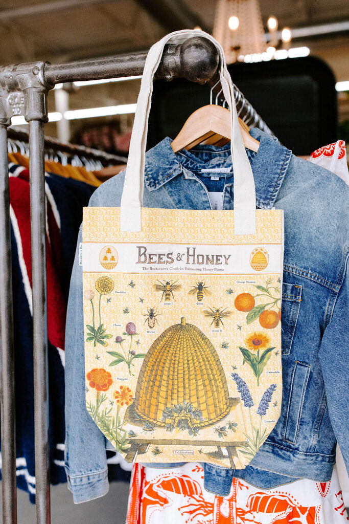 bees and honey canvas tote