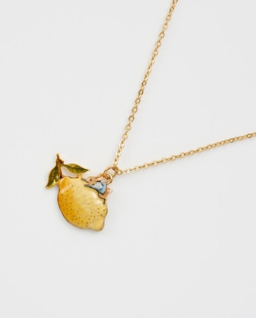 peter rabbit with lemon necklace
