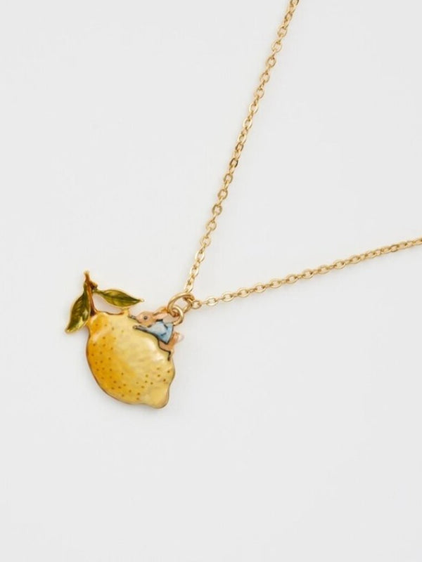 peter rabbit with lemon necklace