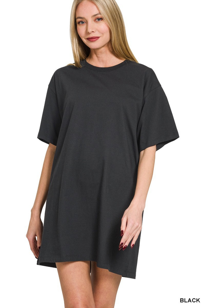 black round neck T-shirt dress
