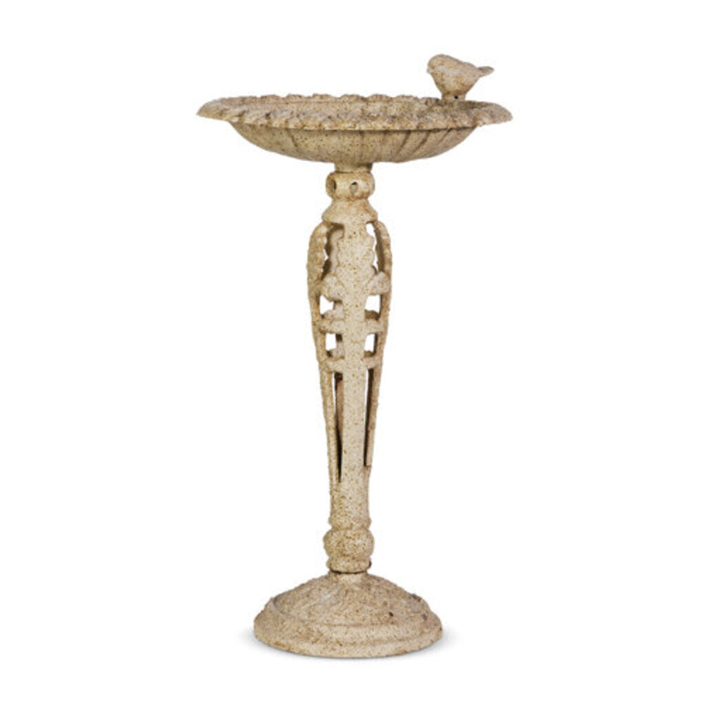 19" white wash bird bath