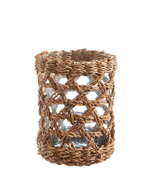 Small Seagrass Hurricane with Glass Insert