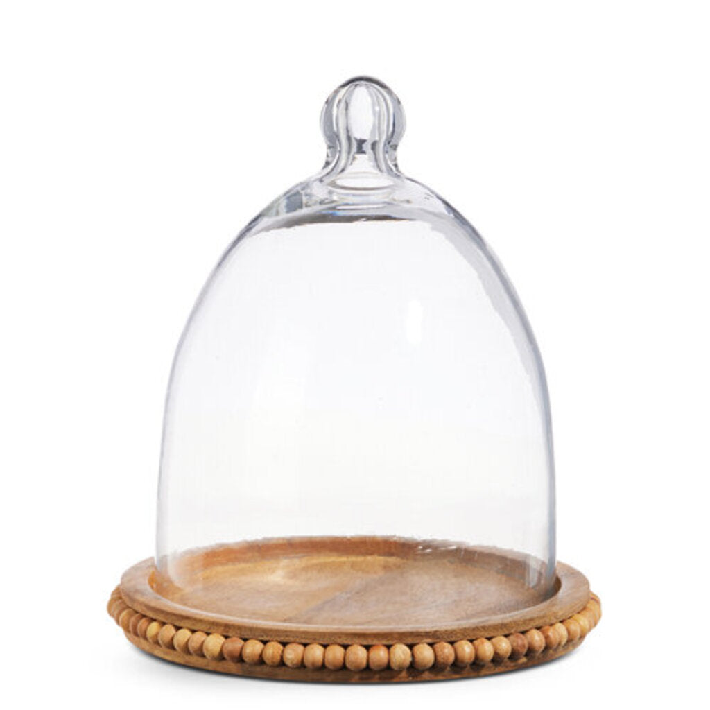 8.75" wooded bead tray with cloche