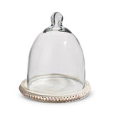 7' whitewash beaded tray with cloche