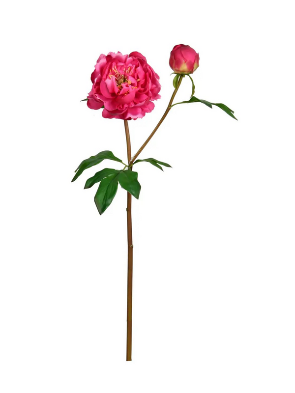 24.5" fuchsia real touch peony flower bloom