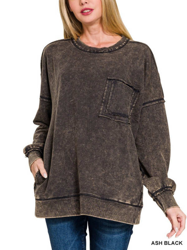 ash black front pocket pullover