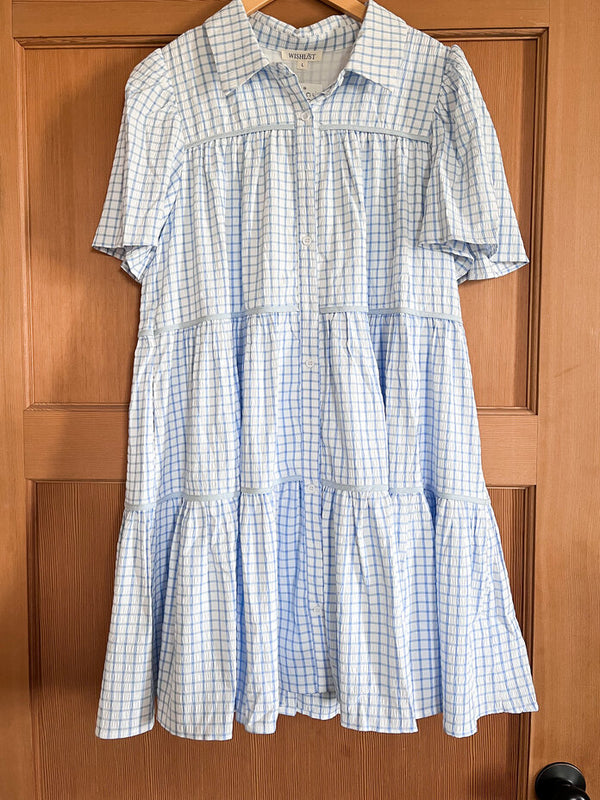 Plaid Button-up Mini Dress