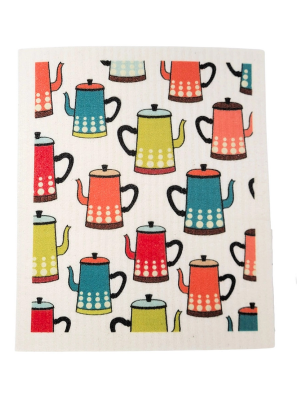 tea pot patterned swedish dishcloth