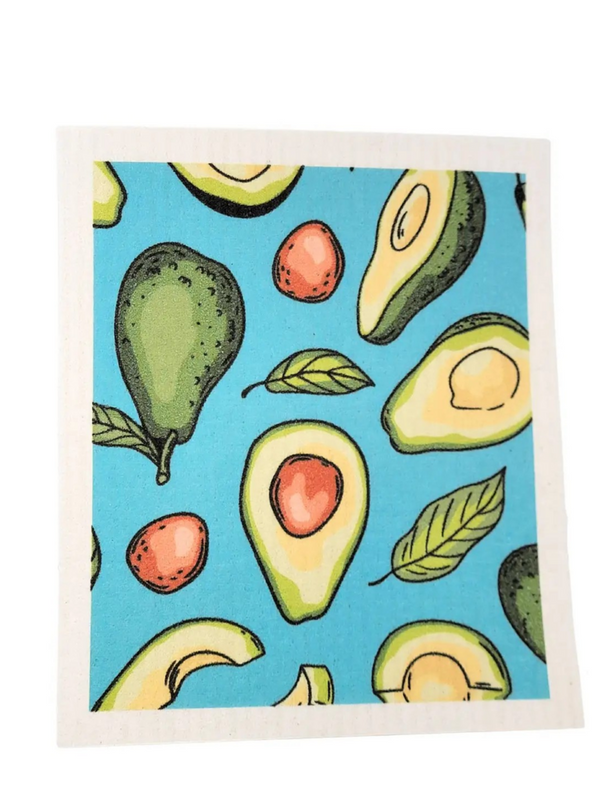 patterned teal avocado swedish kitchen dish towel