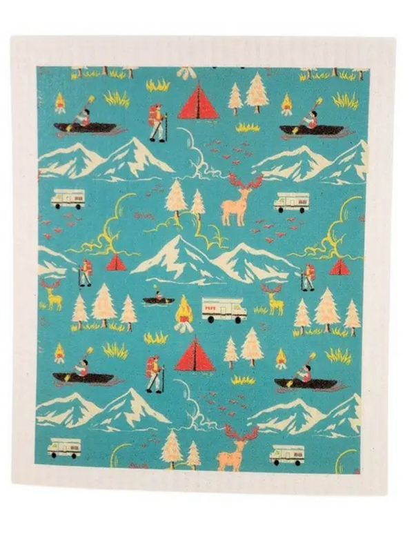summer camping collage swedish dishcloth