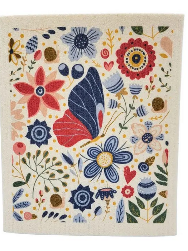 spring garden flowers swedish dishcloth