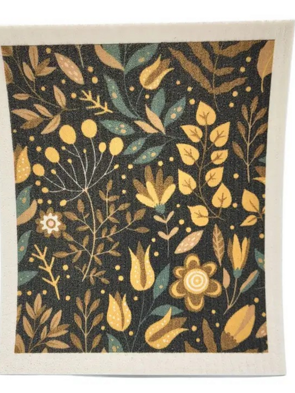 golden spring flowers swedish dishcloth