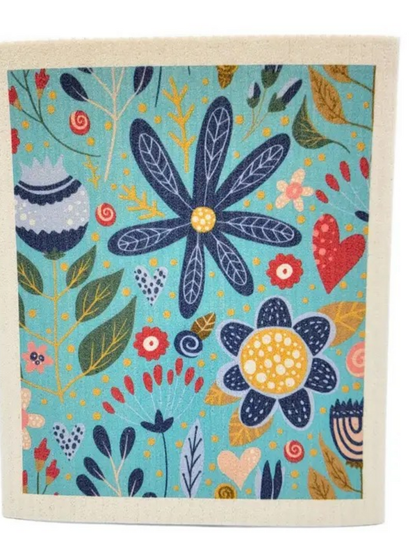 farmhouse spring flowers swedish dishcloth