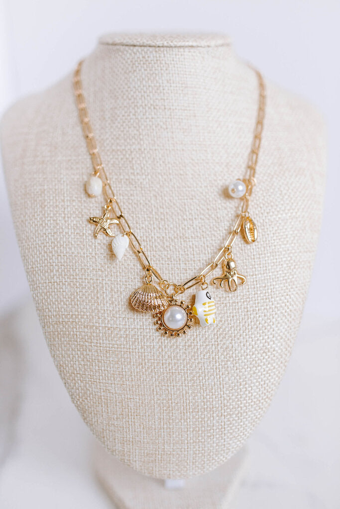 Fisherman Toile Charm Necklace