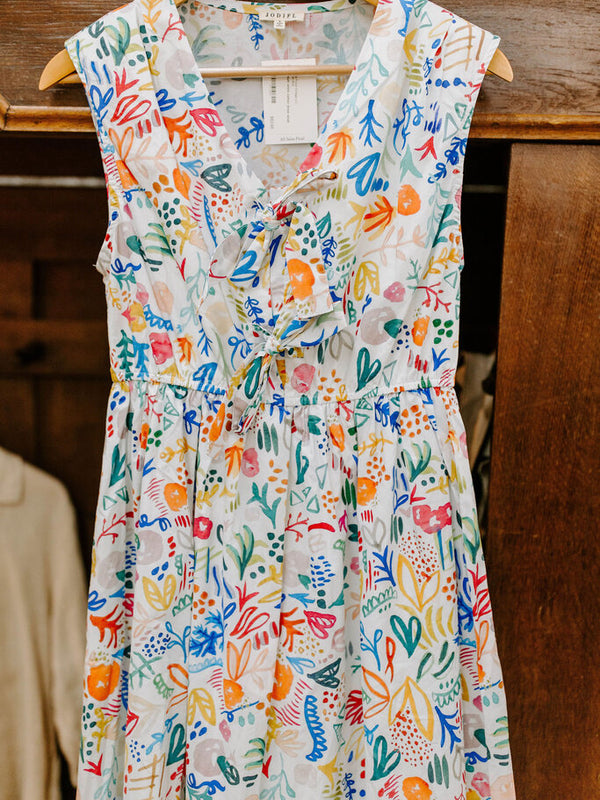 Colorful Print Bow Tie Dress