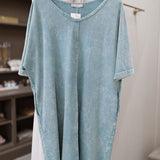 ash blue acid washed T-shirt dress