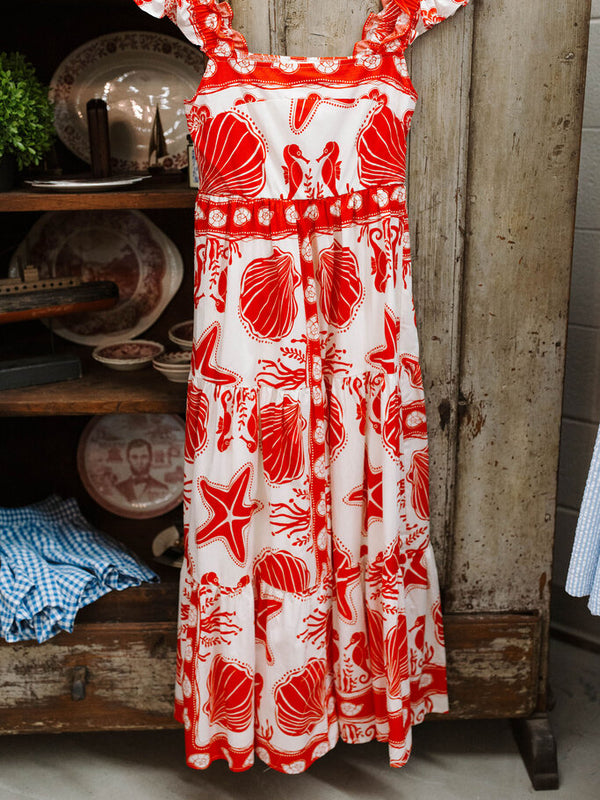 Coastal Red Tiered Dress