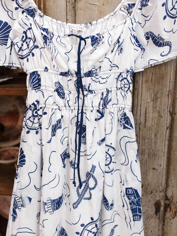 ivory printed midi dress