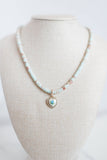 Aquamarine Natural Semi Precious Stone Beaded Charm Necklace