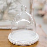 7' whitewash beaded tray with cloche