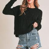 black round neck knit sweater