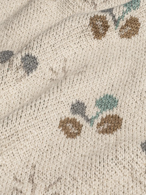 organic cotton poppy print knitted baby blanket