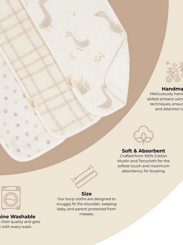 3 piece farmhouse goose burp cloth set