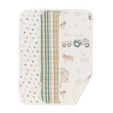 3 piece farmhouse tractor burp cloth set