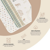 3 piece farmhouse tractor burp cloth set