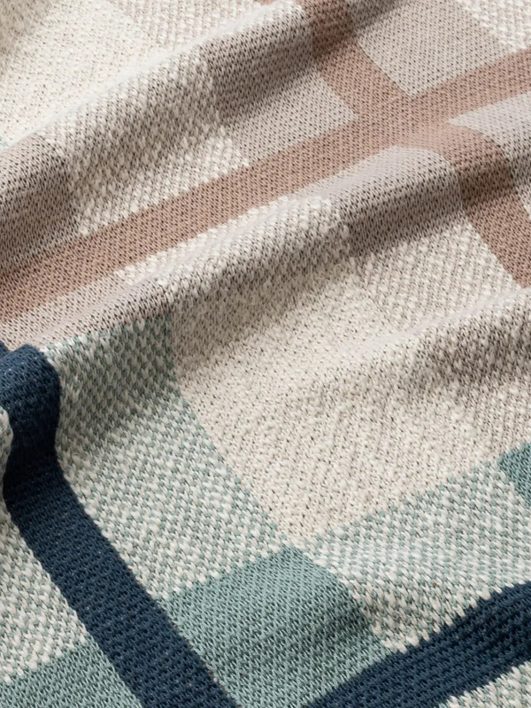 farmhouse knitted plaid blanket