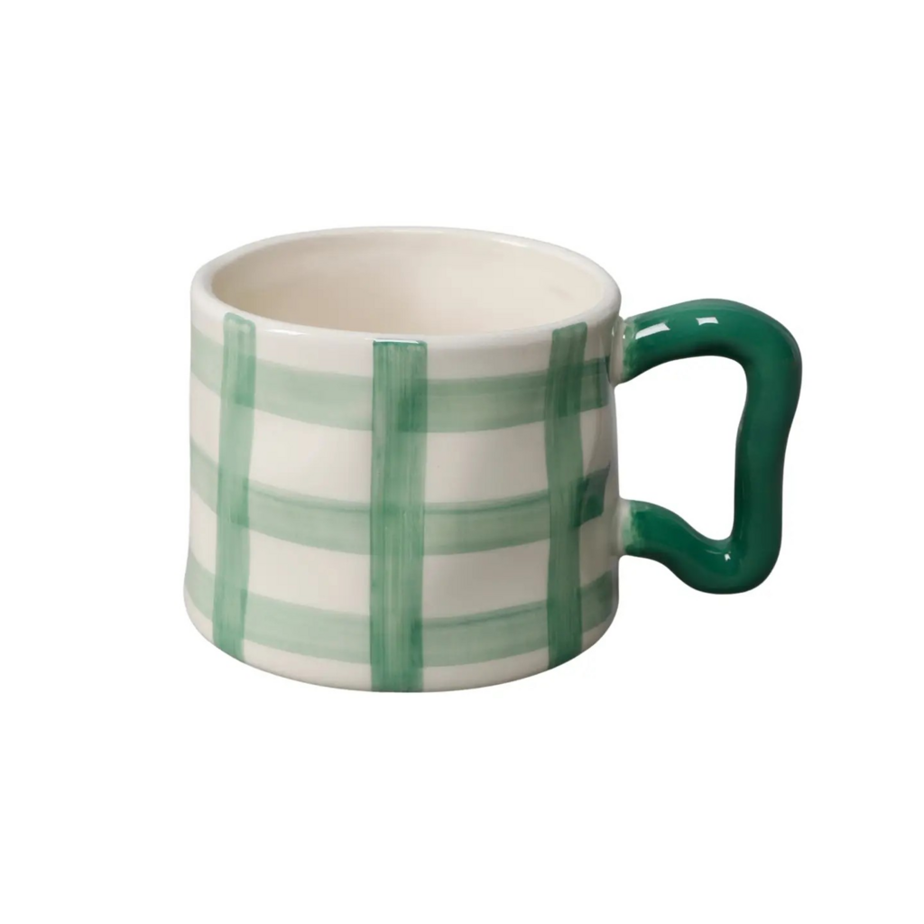 18oz green artisan checkered mug