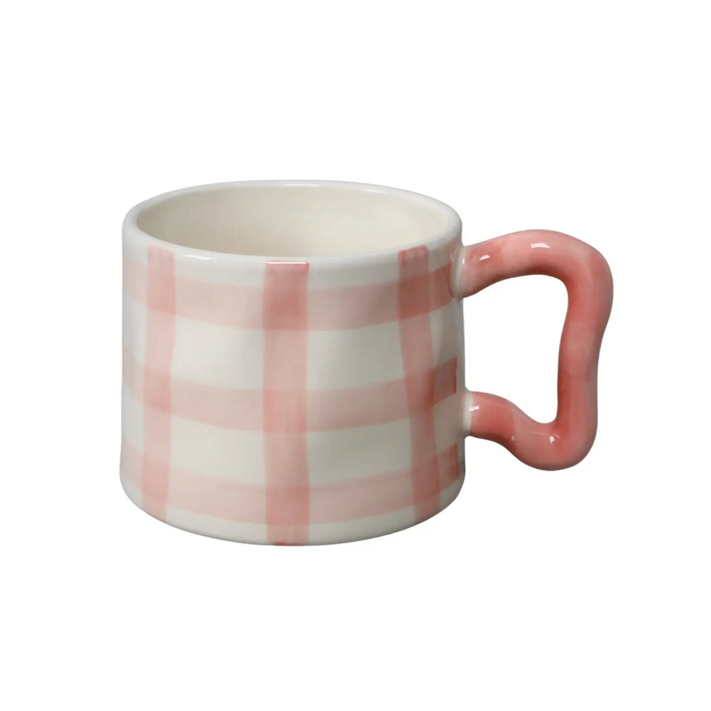 18oz pink artisan checkered mug