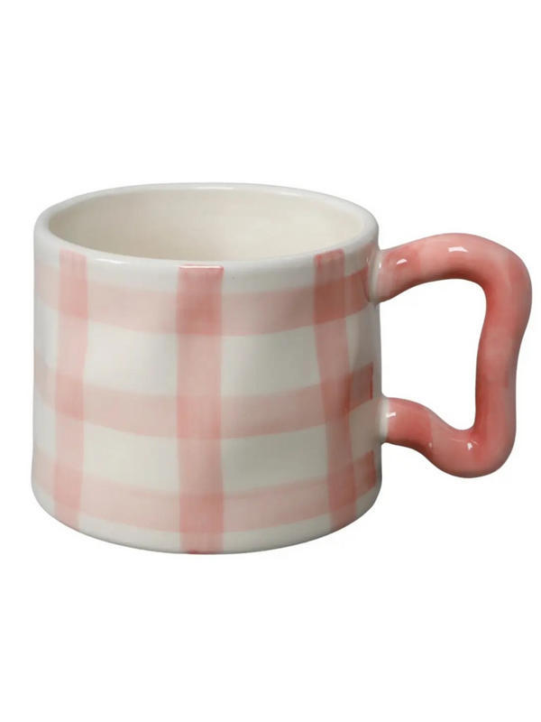 18oz pink artisan checkered mug
