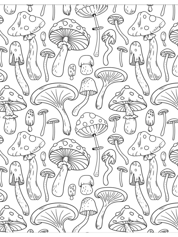 Mushrooms Adult Coloring Book
