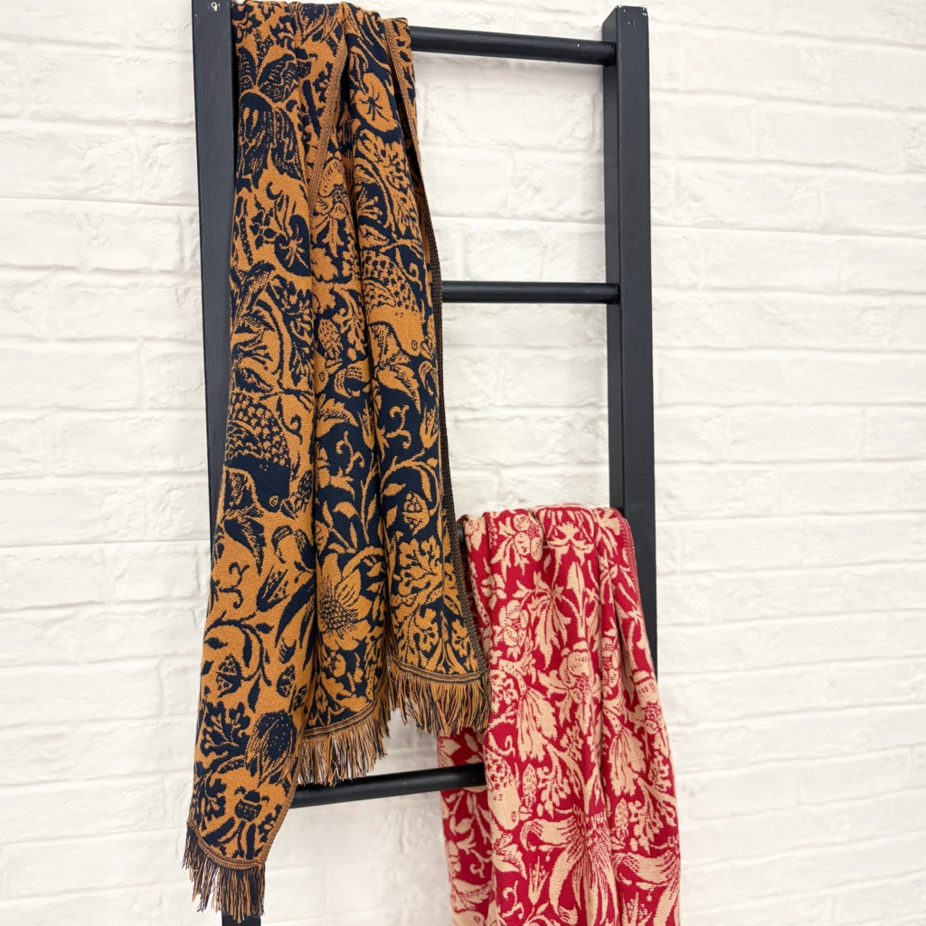 William Morris Nutmeg Orange Navy Blanket