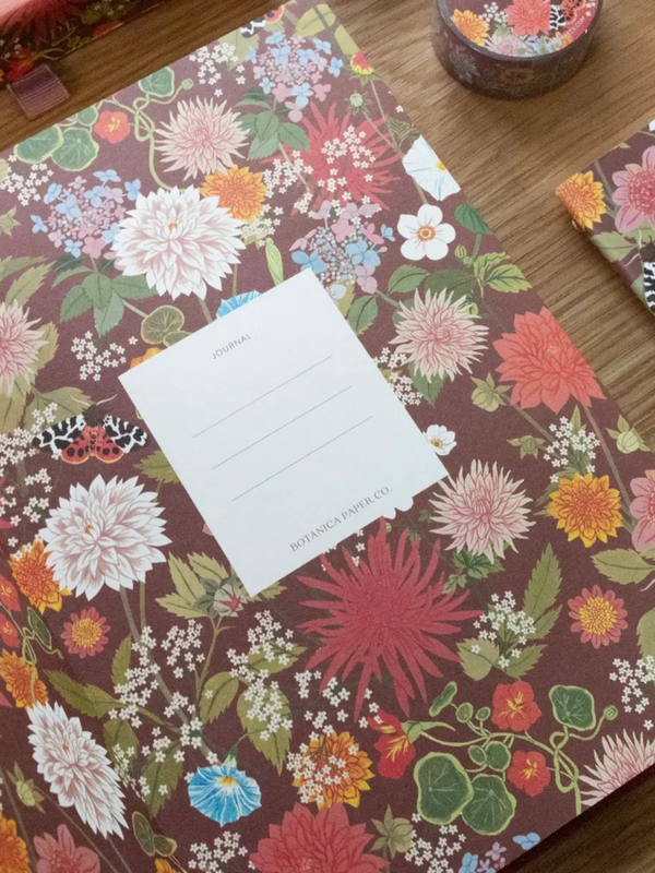 rust floral linen bound journal