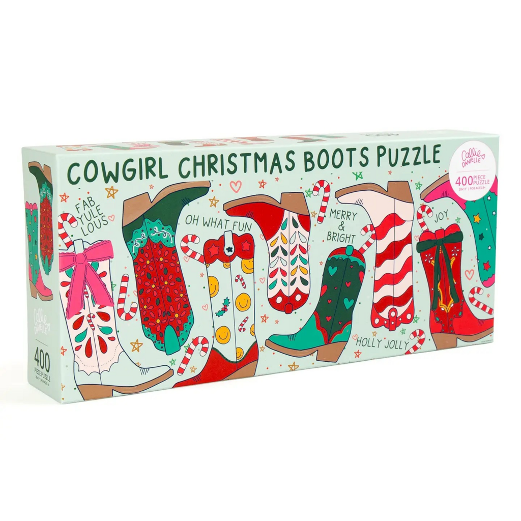 Christmas Western Cowgirl Boots - 400 Piece Jigsaw Puzzle